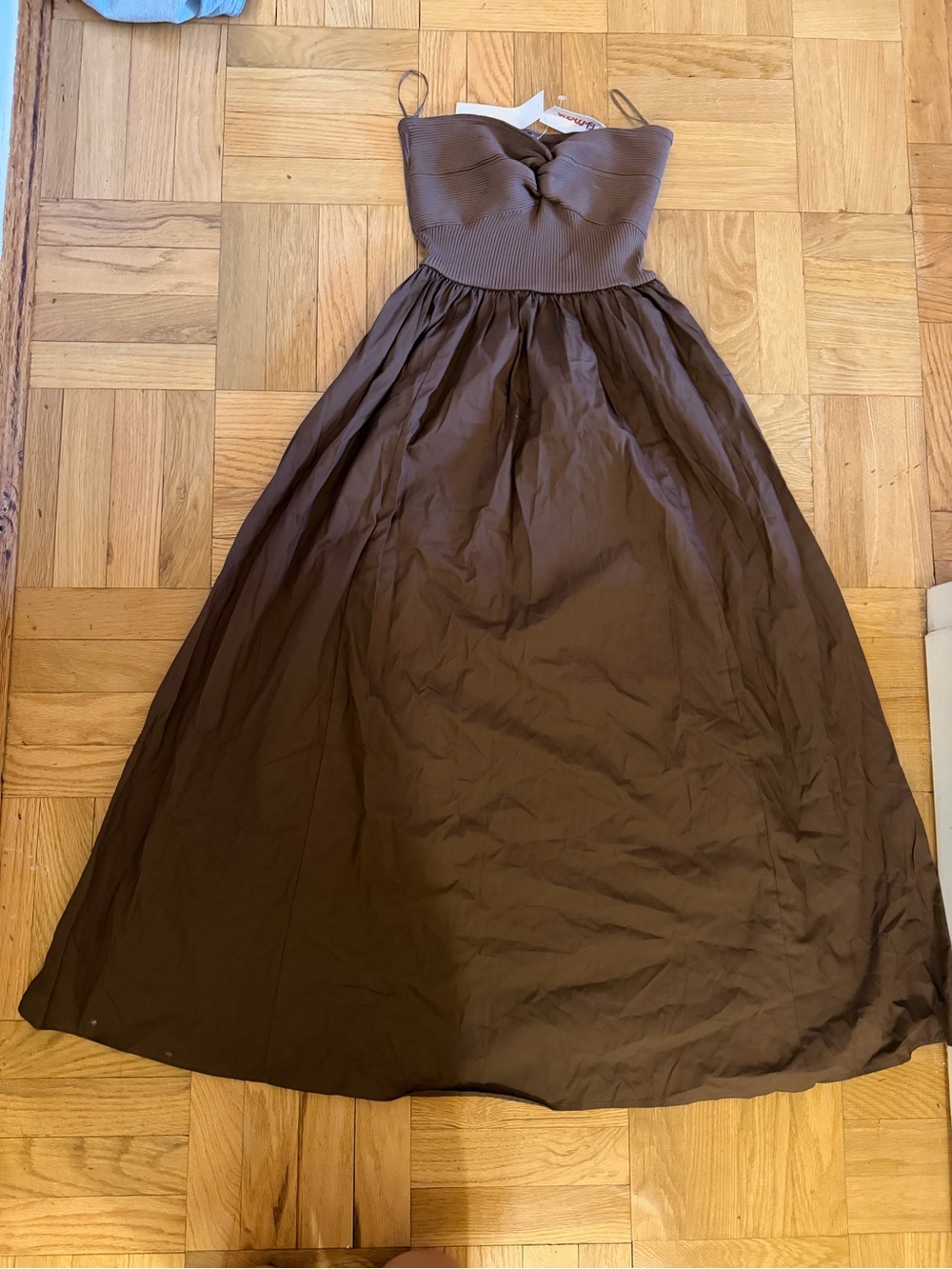 Brown Strapless Sweetheart Neck Maxi Dress from TJ Maxx